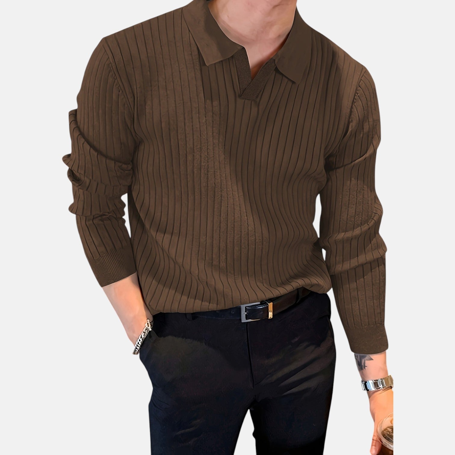 Monorez - Premium V-Neck Long Sleeve Sweater