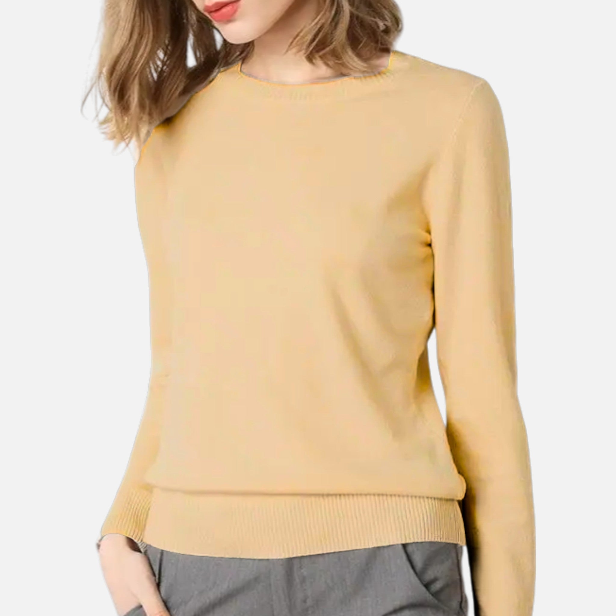 Monorez - Women’s Merino Wool Sweater – Timeless O-Neck Elegance