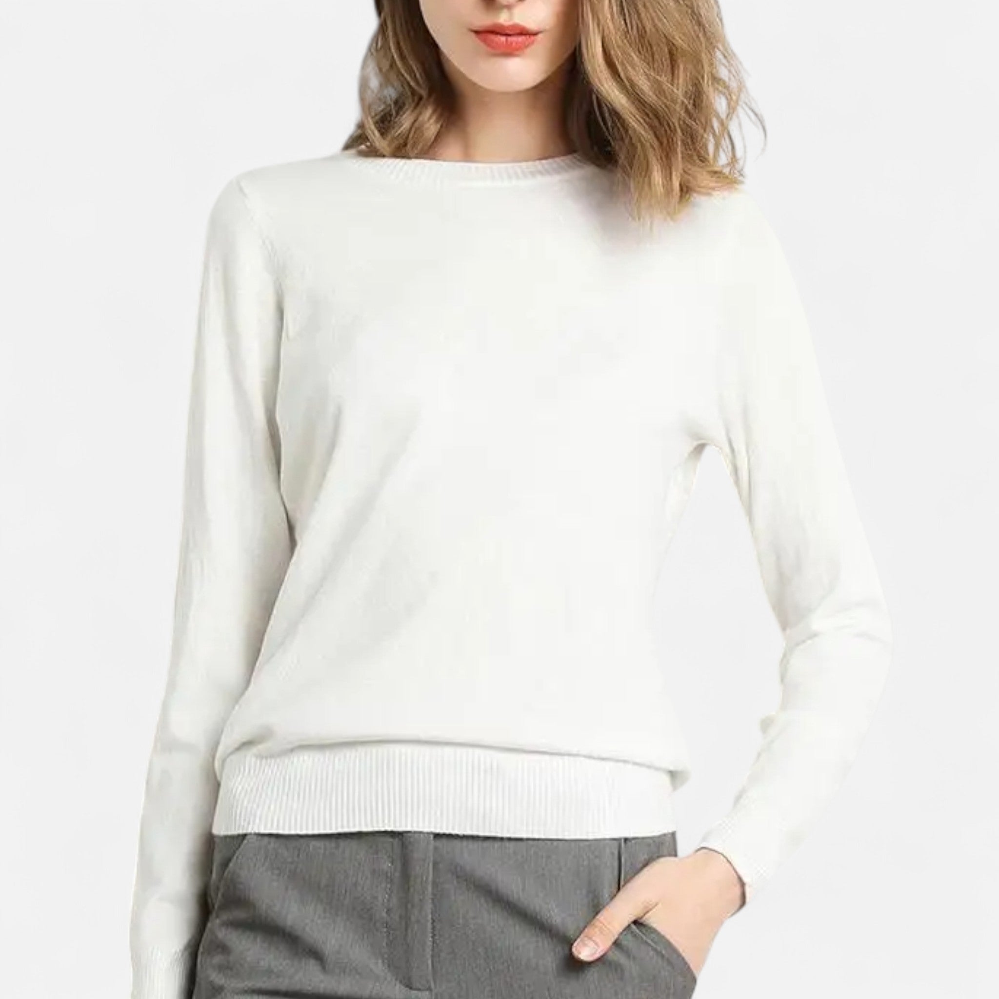 Monorez - Women’s Merino Wool Sweater – Timeless O-Neck Elegance