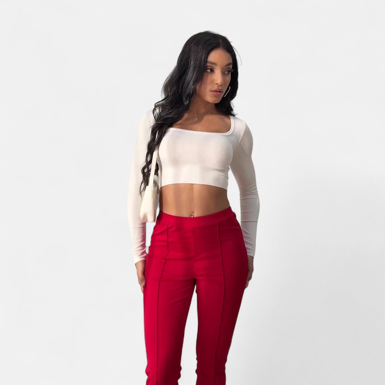 Monorez - Comfort Slim Fit Tailored High Waist Pants