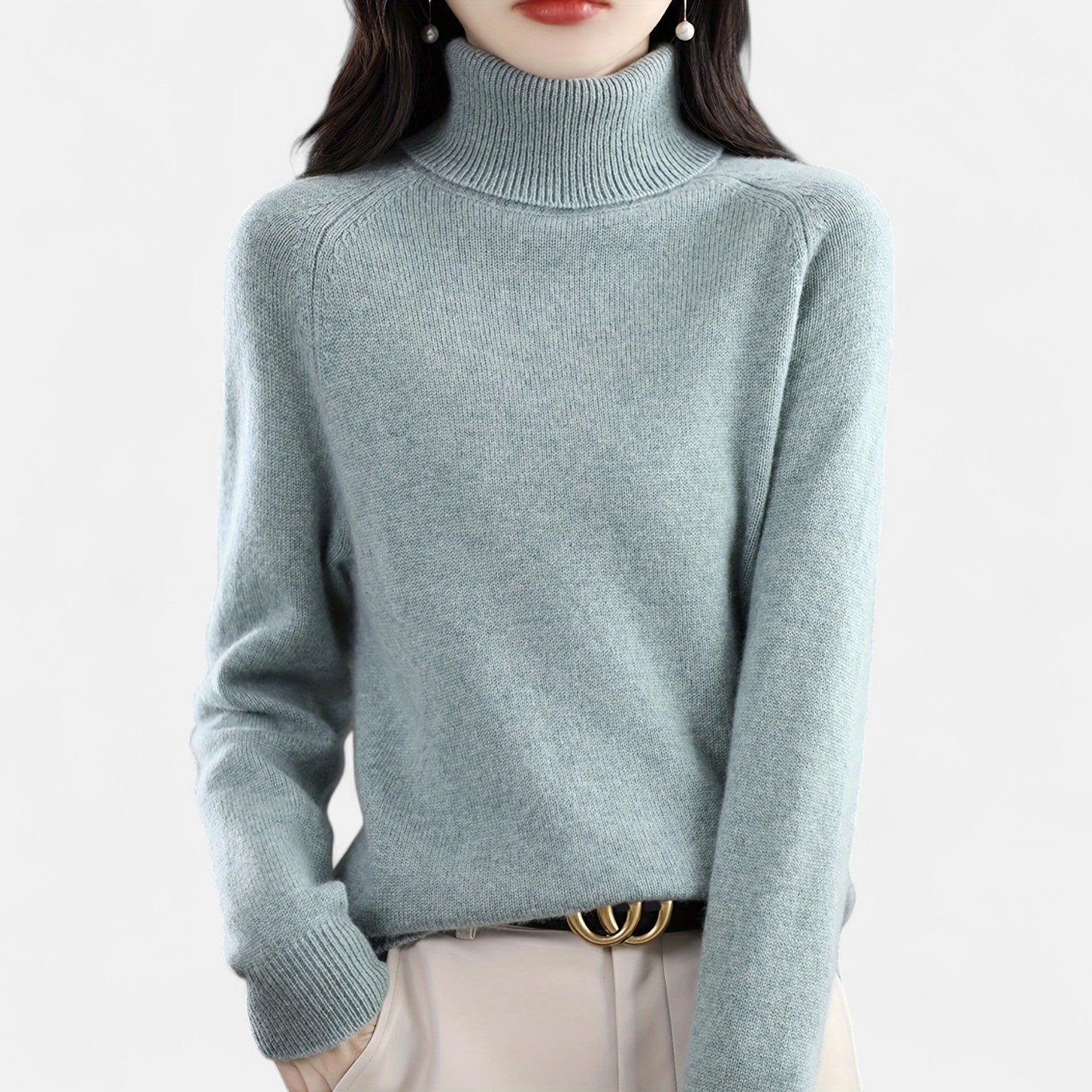 Monorez - Cozy Solid Turtle Neck Long Sleeve Sweater