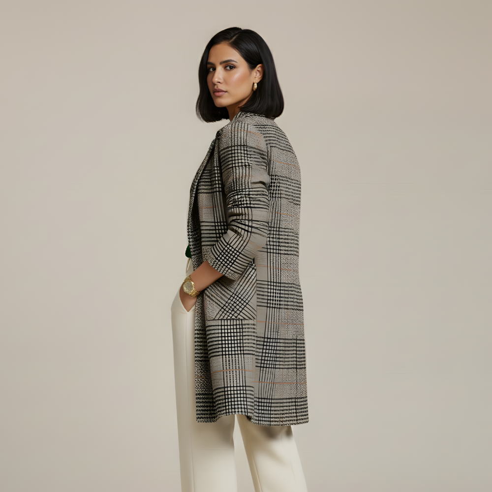 Monorez – Stylish Plaid Elegant Overcoat