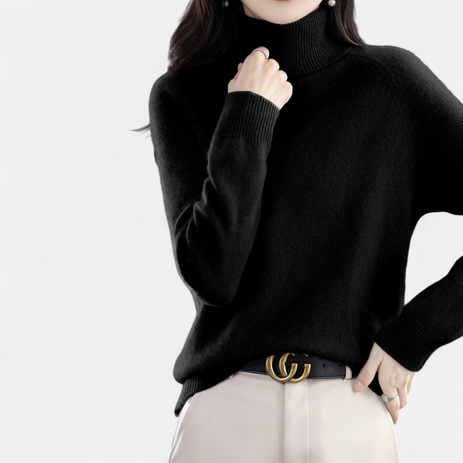 Monorez - Cozy Solid Turtle Neck Long Sleeve Sweater