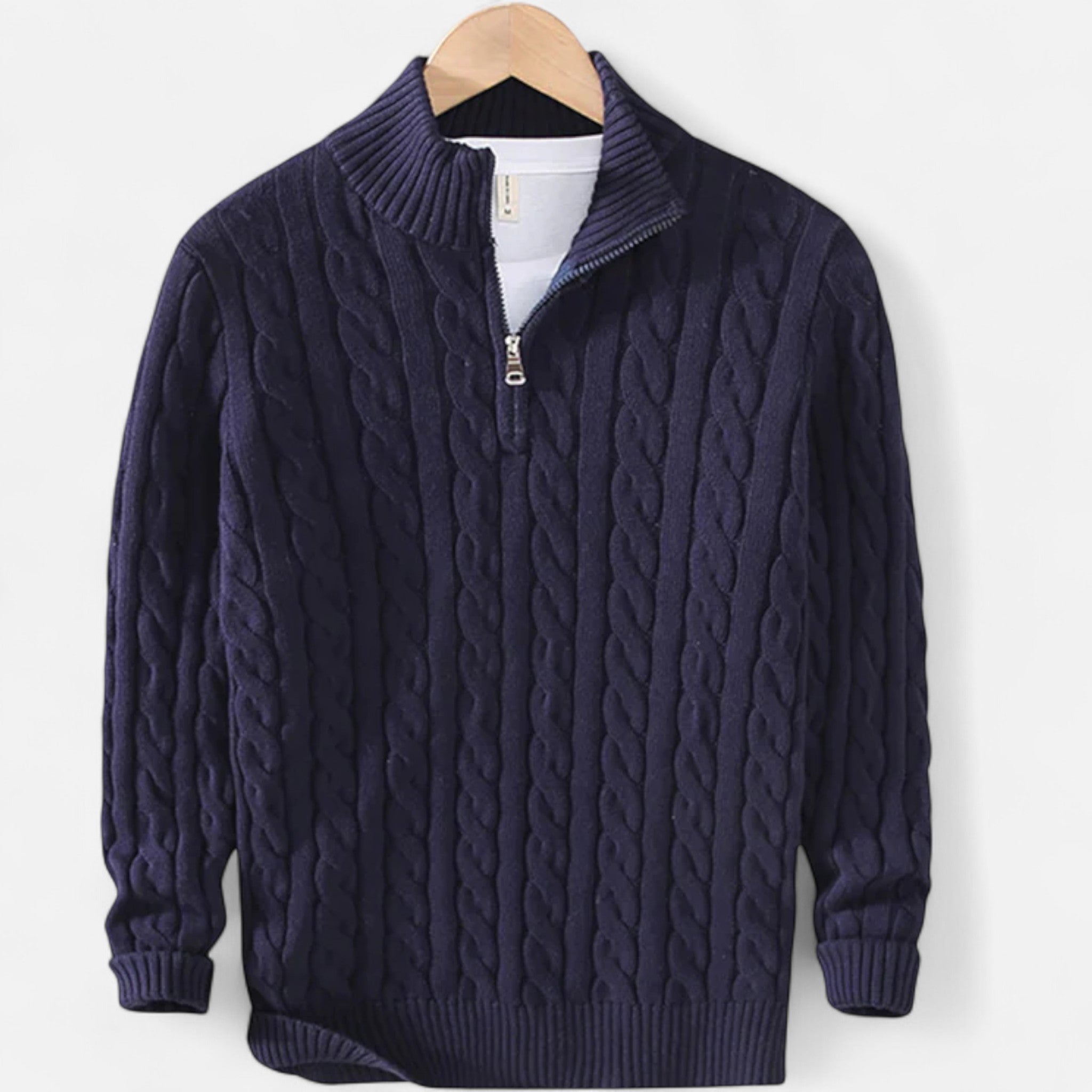 Monorez | Men’s Heritage Wave-Knit Half-Zip Sweater