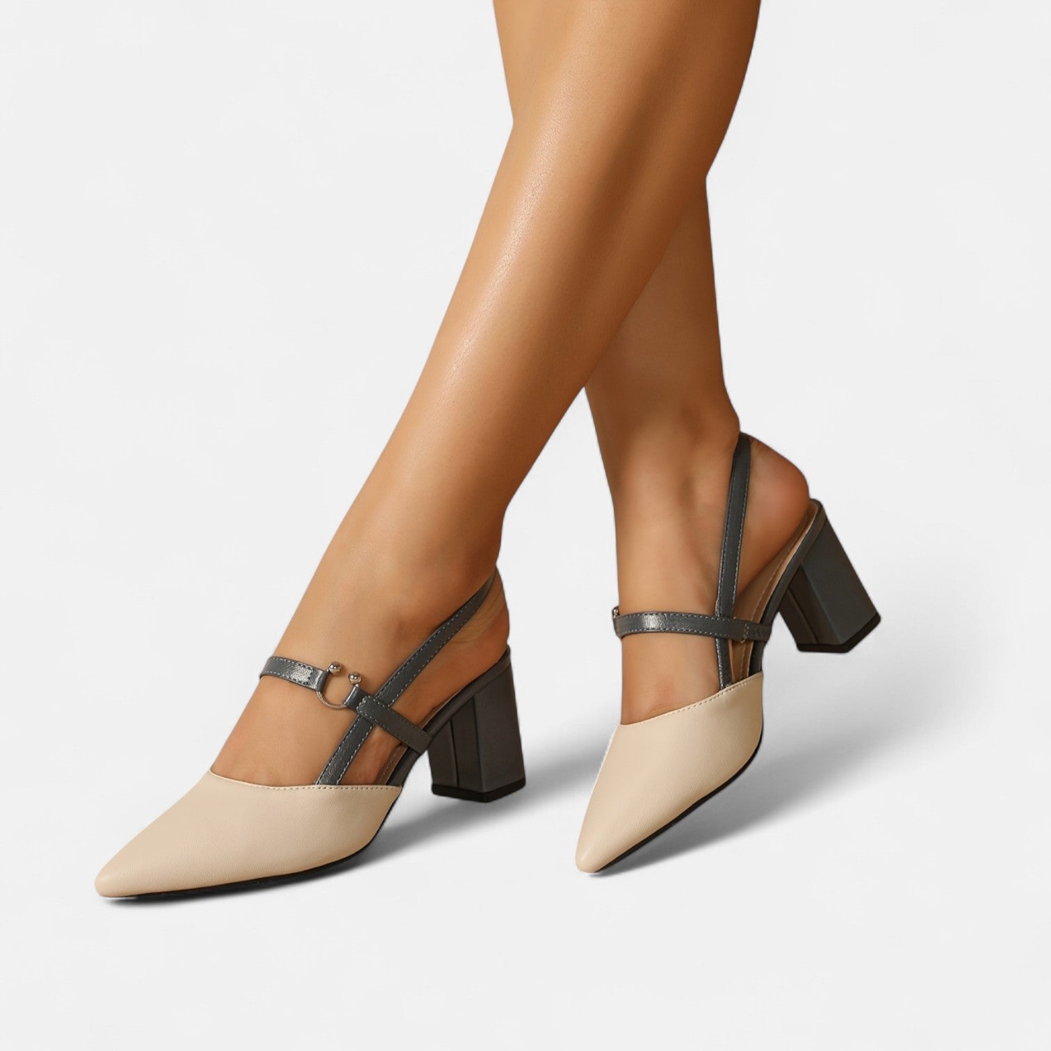 Monorez - Elegant Two-Tone Leather Heels