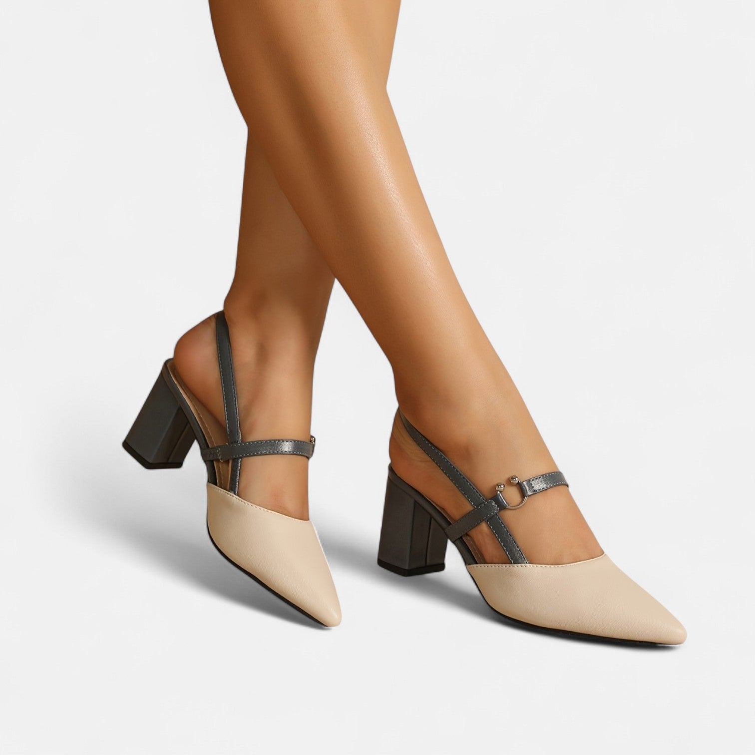 Monorez - Elegant Two-Tone Leather Heels