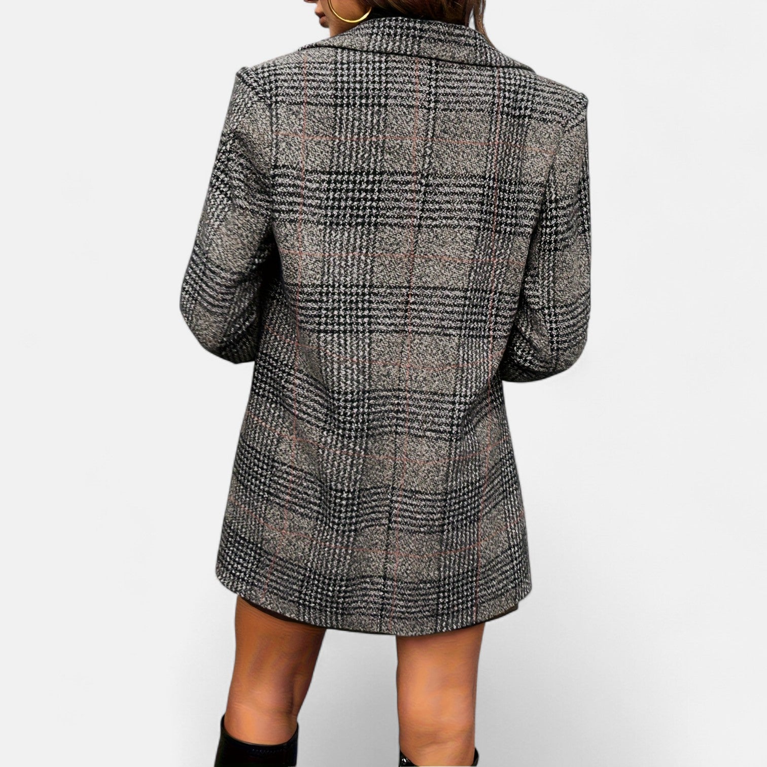 Monorez – Stylish Plaid Elegant Overcoat