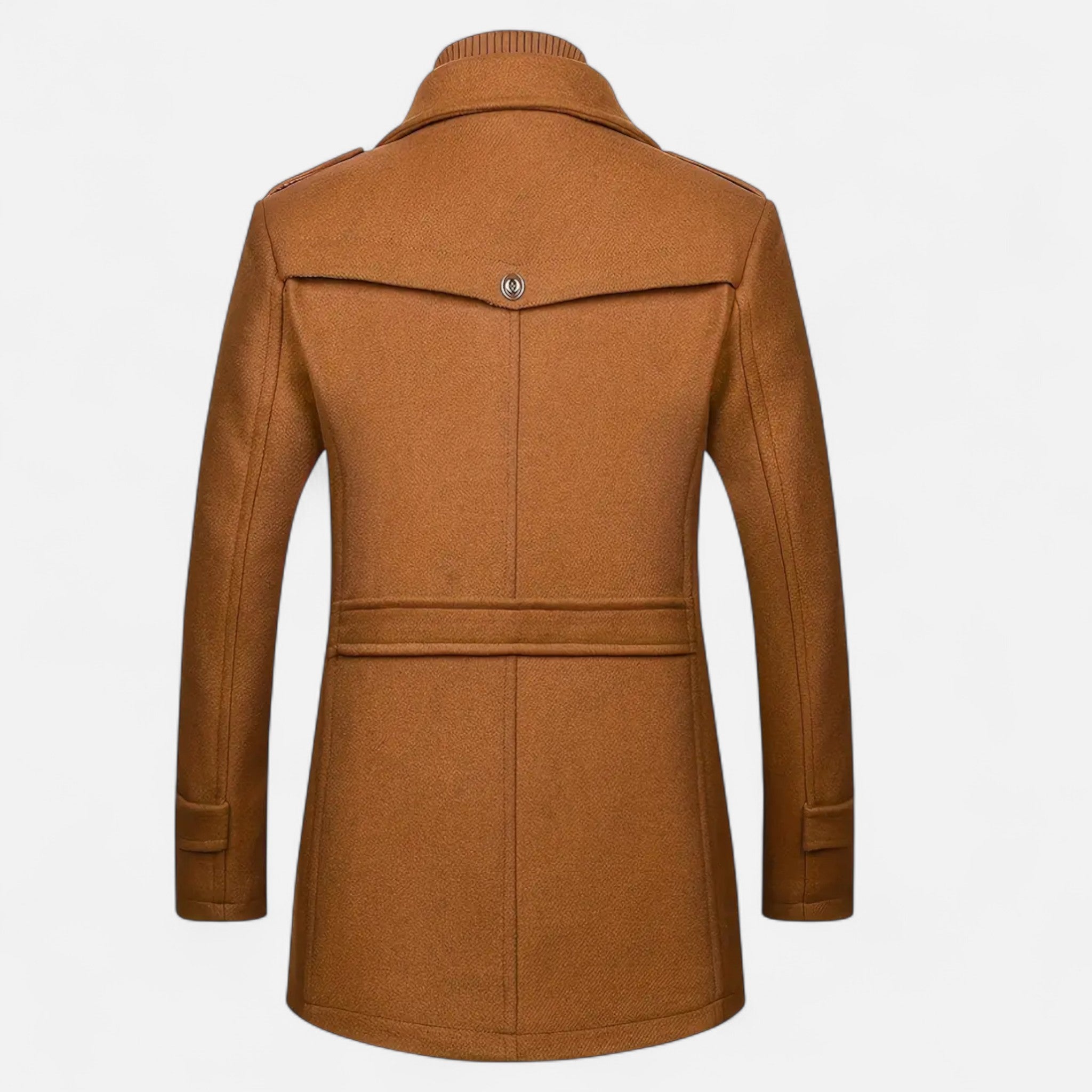 Monorez | Men’s Double-Breasted Tweed Coat – Caramel Heritage