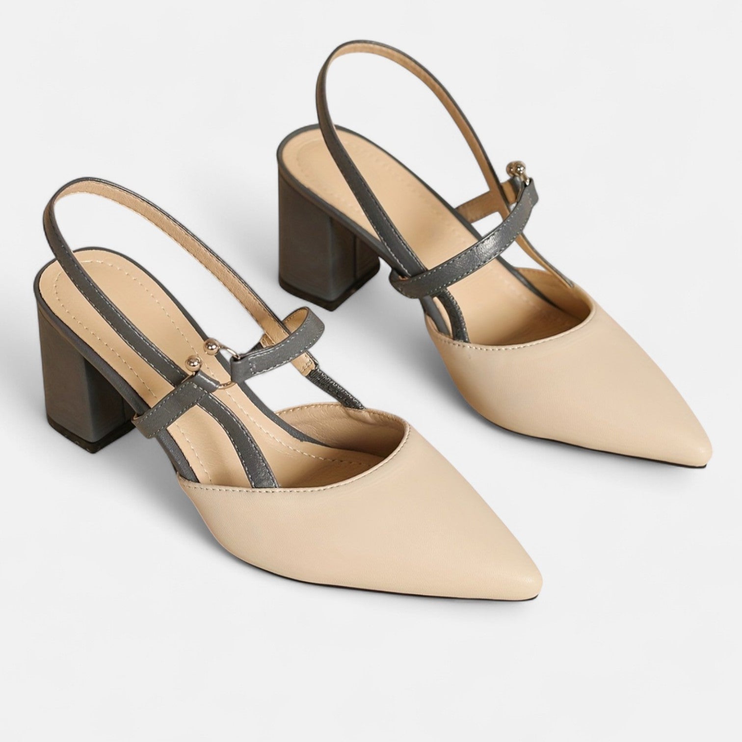 Monorez - Elegant Two-Tone Leather Heels