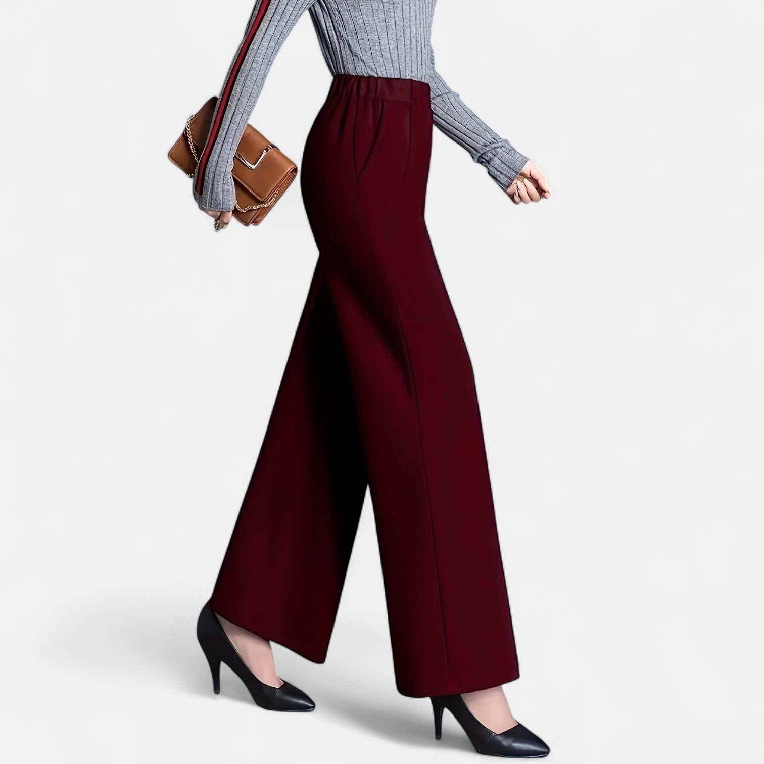 Monorez - Elegant High-Waist Loose Fit Pants with Side Pockets