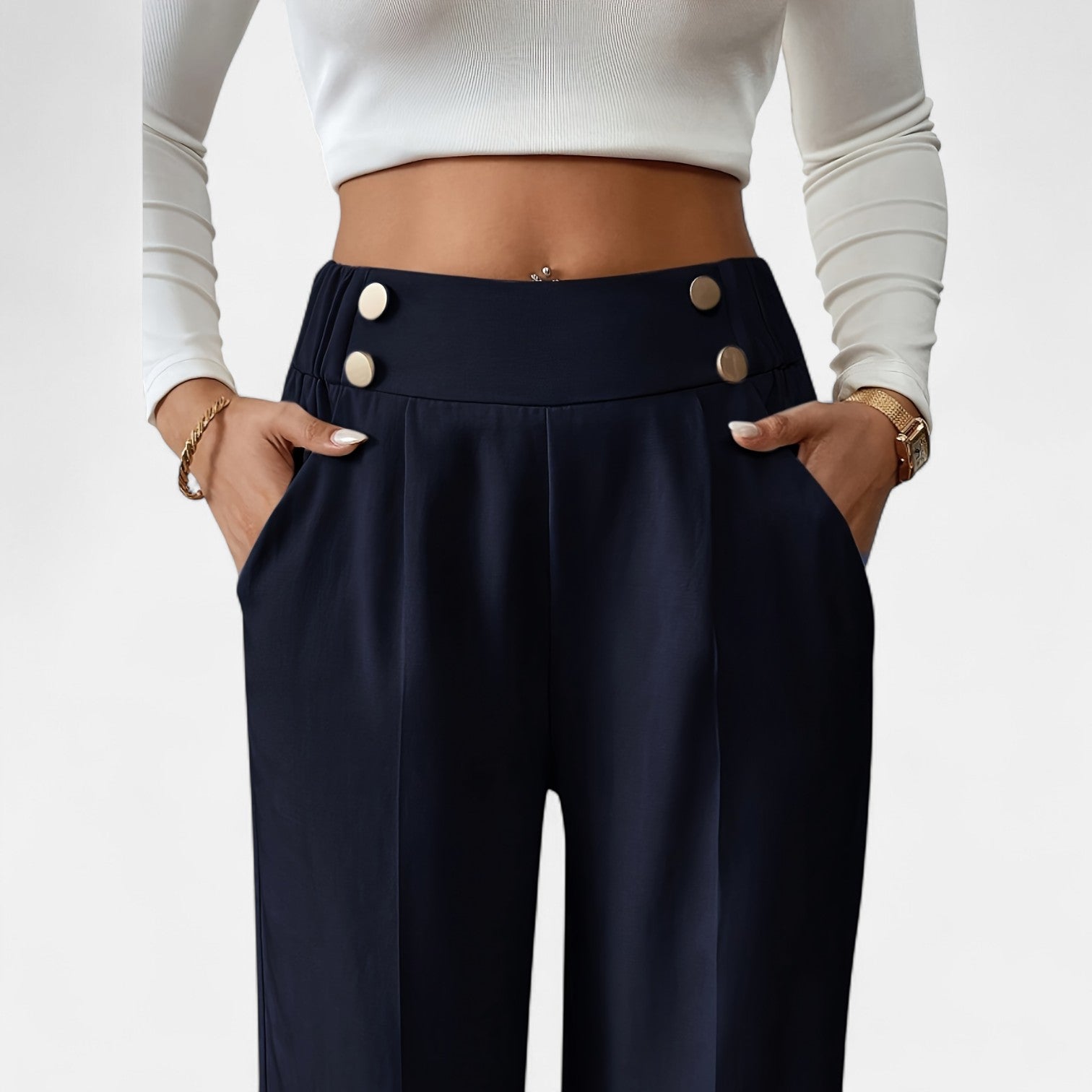 Monorez - Comfortable High-Waist Relaxed Fit Pants