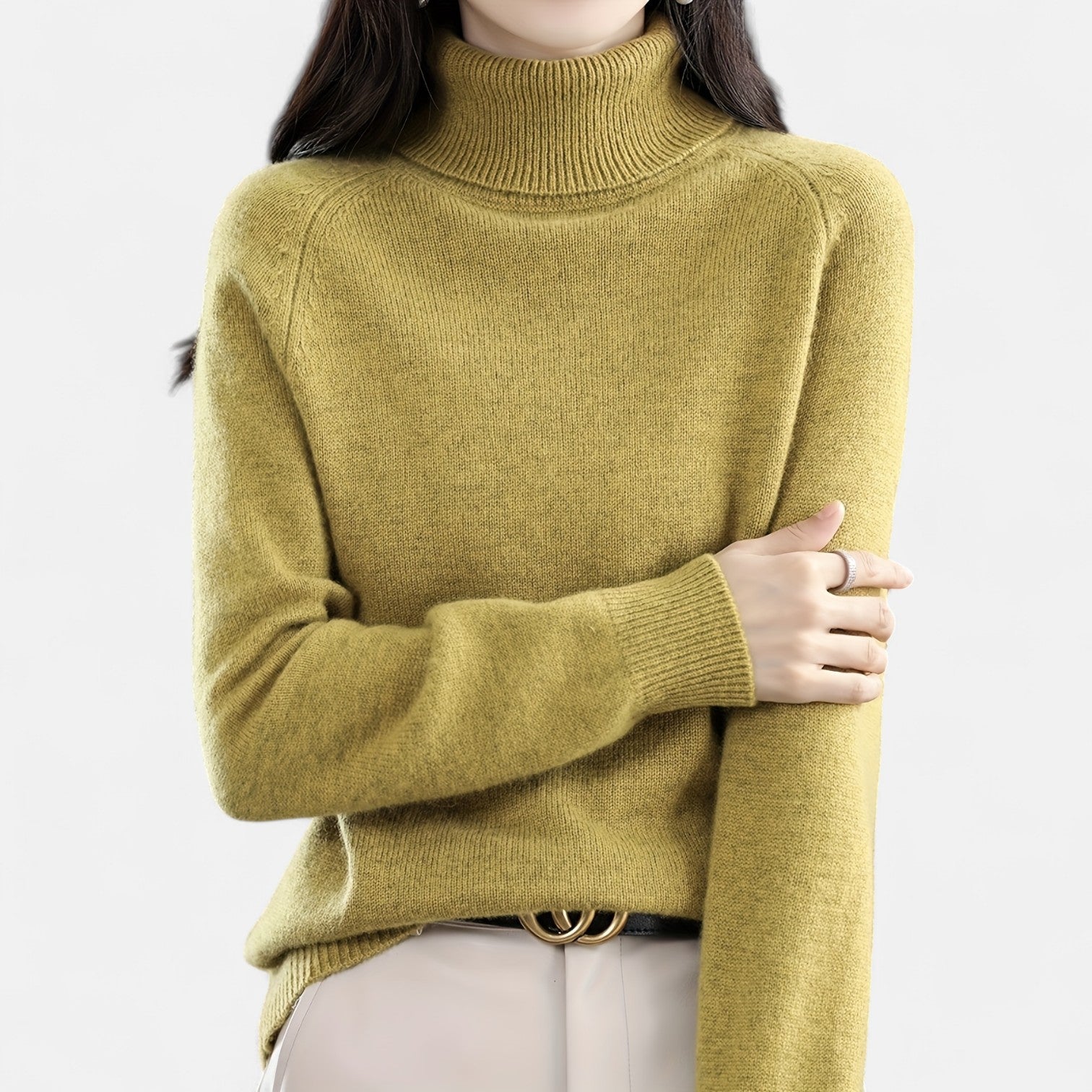 Monorez - Cozy Solid Turtle Neck Long Sleeve Sweater