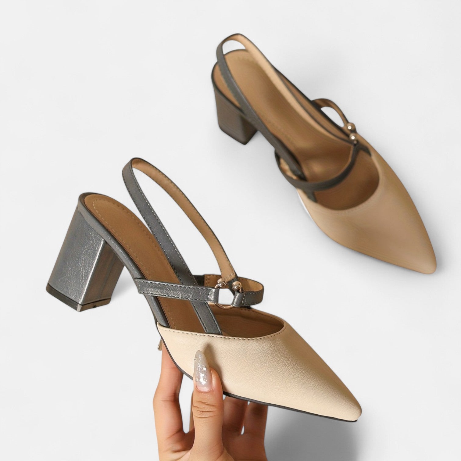 Monorez - Elegant Two-Tone Leather Heels