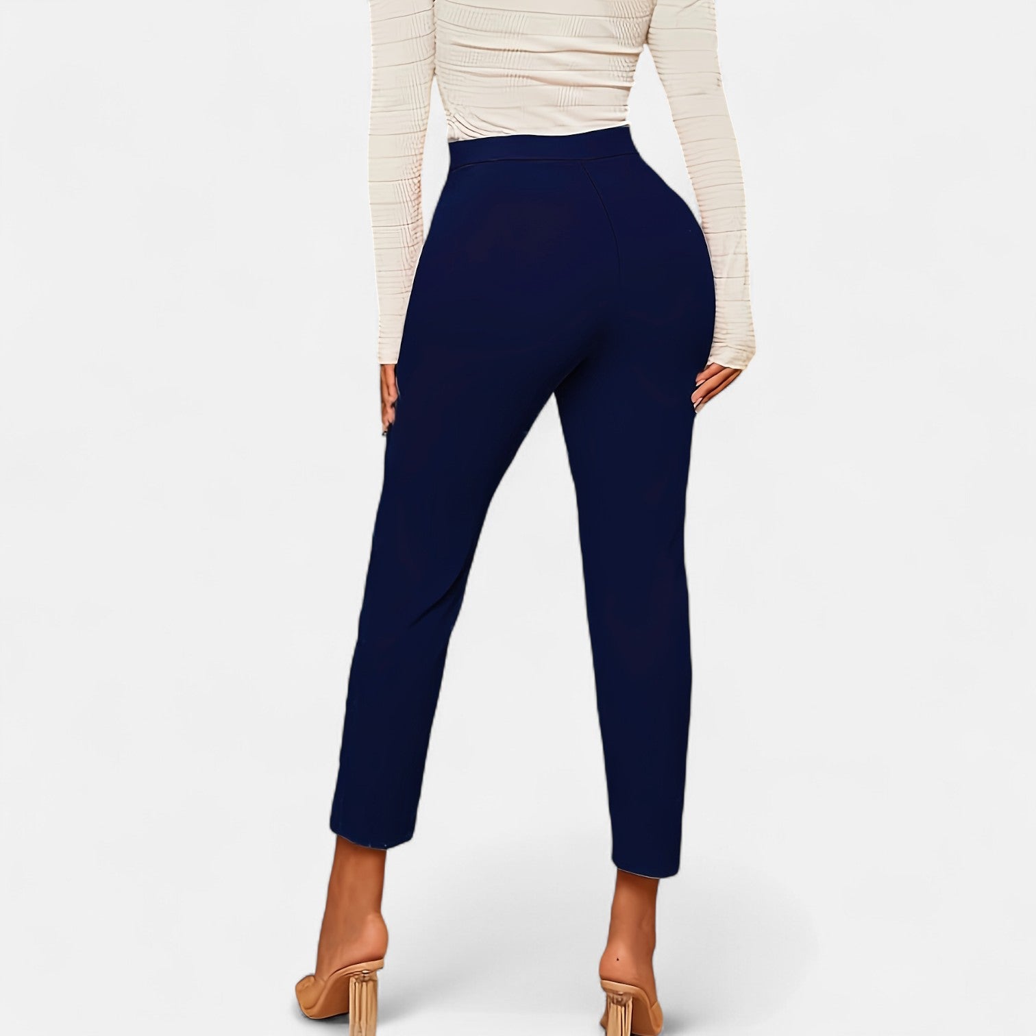 Monorez - Comfort Slim Fit Tailored High Waist Pants