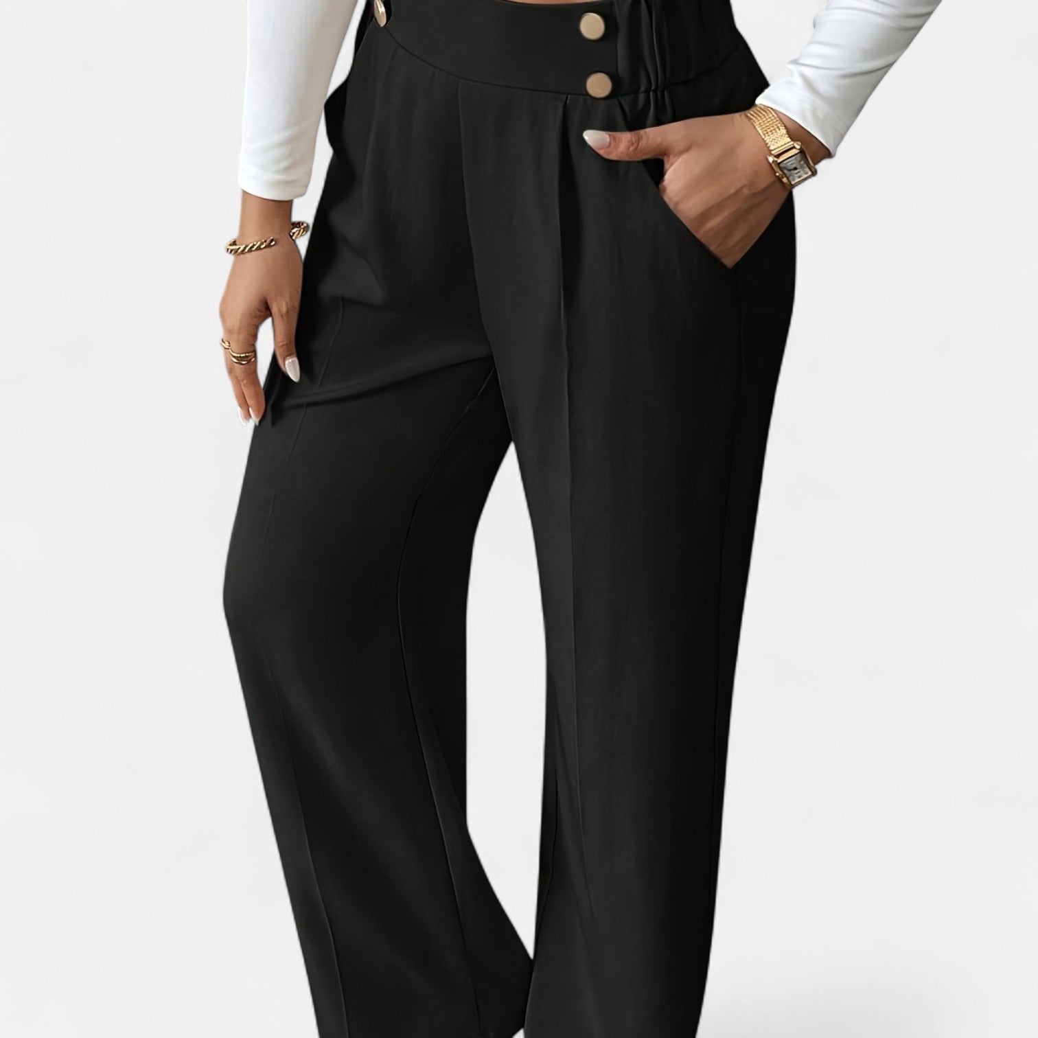 Monorez - Comfortable High-Waist Relaxed Fit Pants