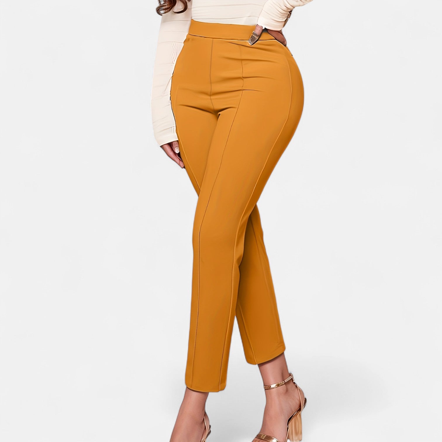 Monorez - Comfort Slim Fit Tailored High Waist Pants