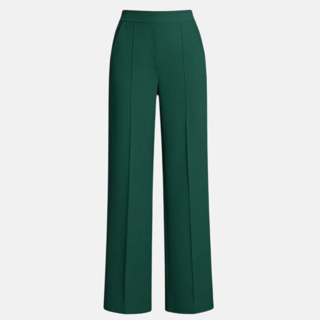 Monorez - Elegant High-Waist Loose Fit Pants with Side Pockets