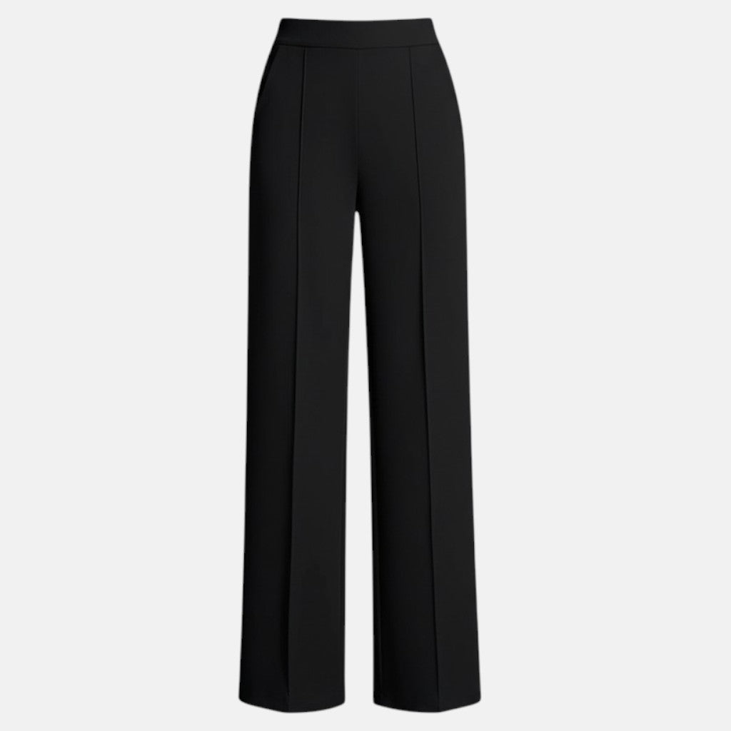 Monorez - Elegant High-Waist Loose Fit Pants with Side Pockets