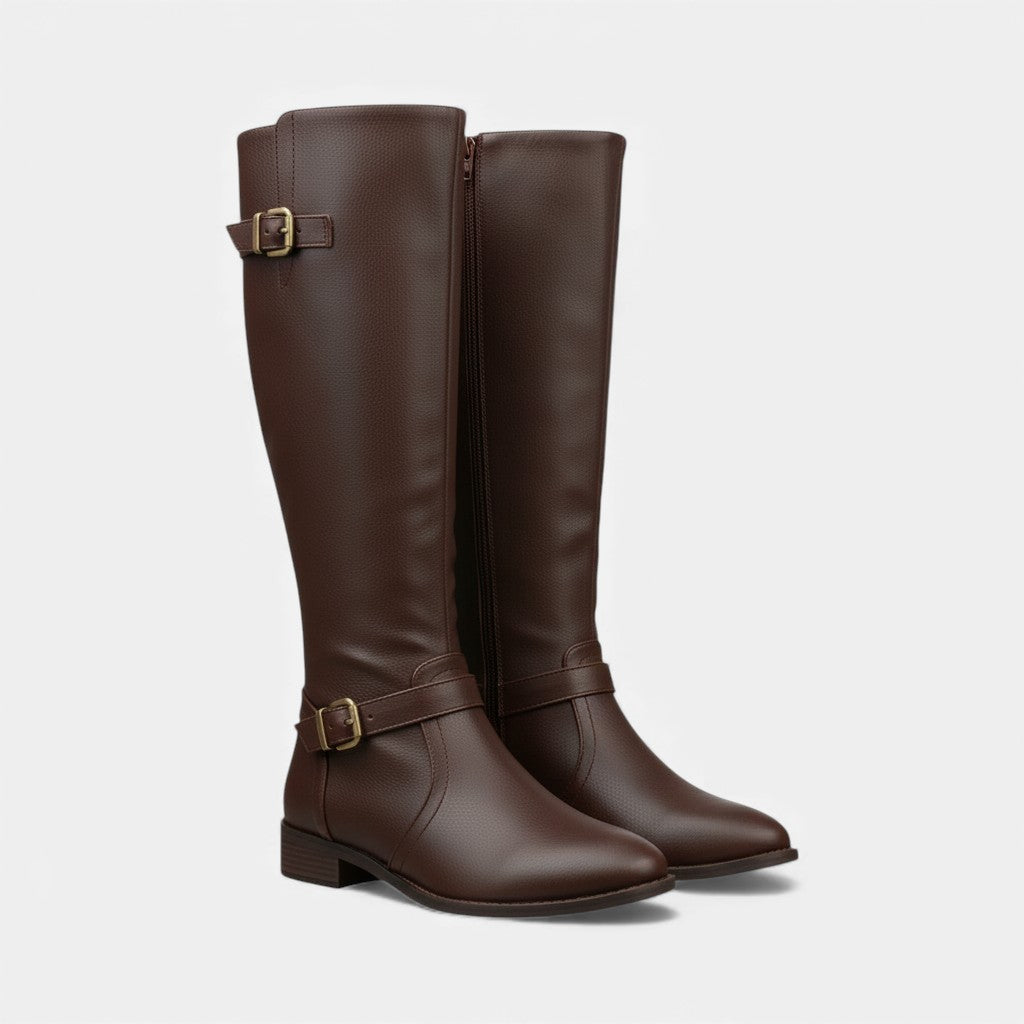 Monorez - Knee-High Vintage Boot With Side Zipper