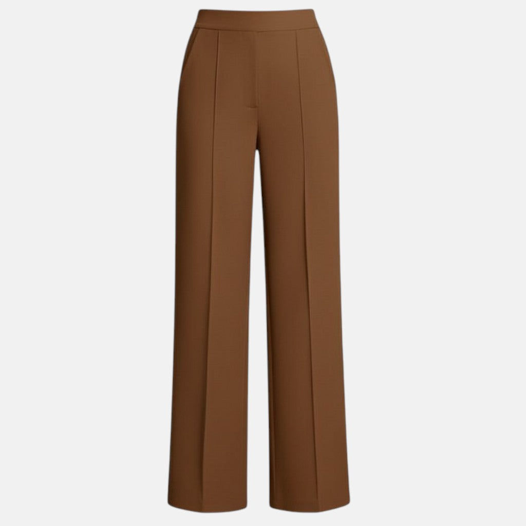 Monorez - Elegant High-Waist Loose Fit Pants with Side Pockets