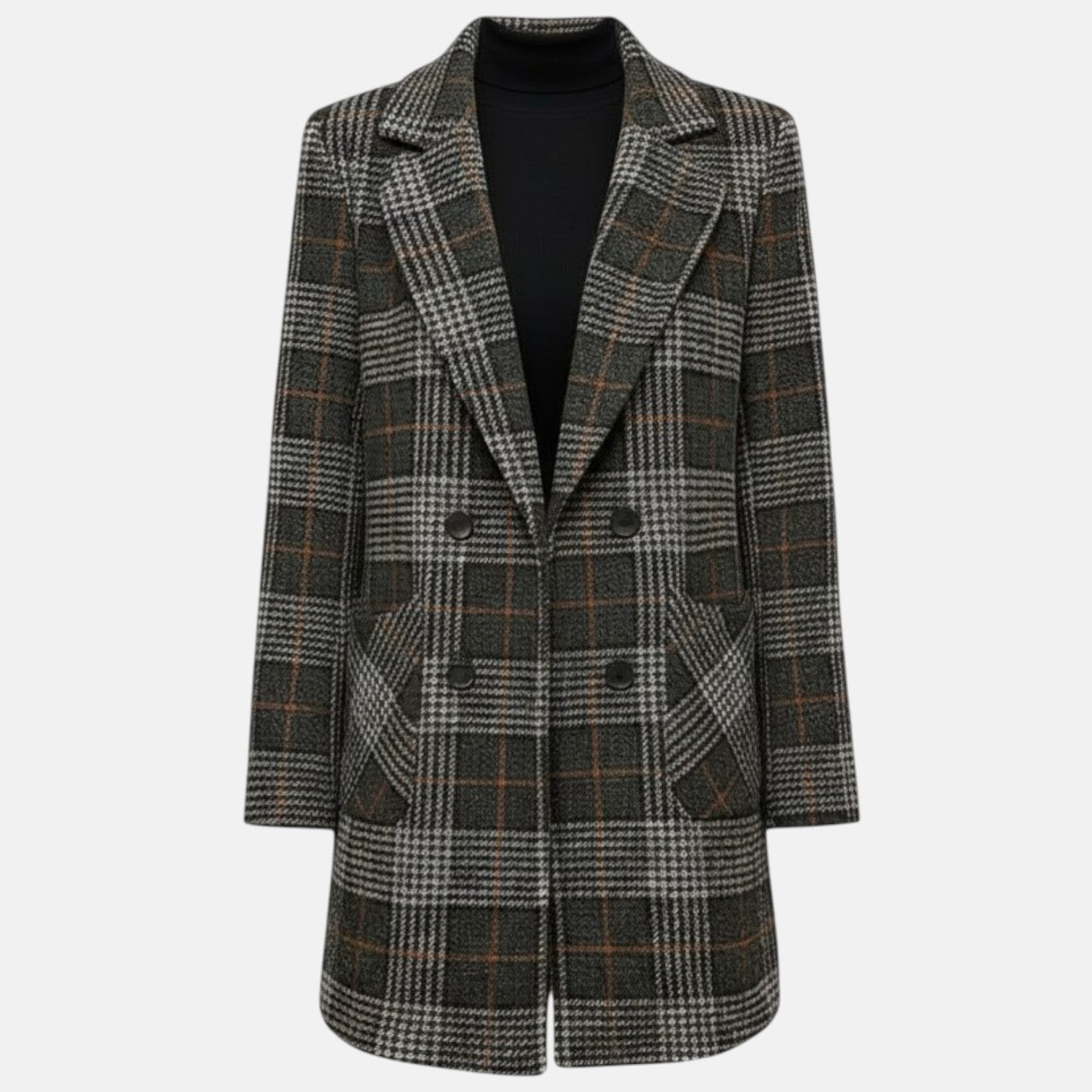 Monorez – Stylish Plaid Elegant Overcoat