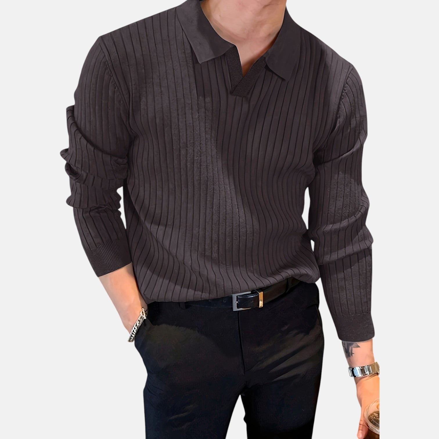 Monorez - Premium V-Neck Long Sleeve Sweater