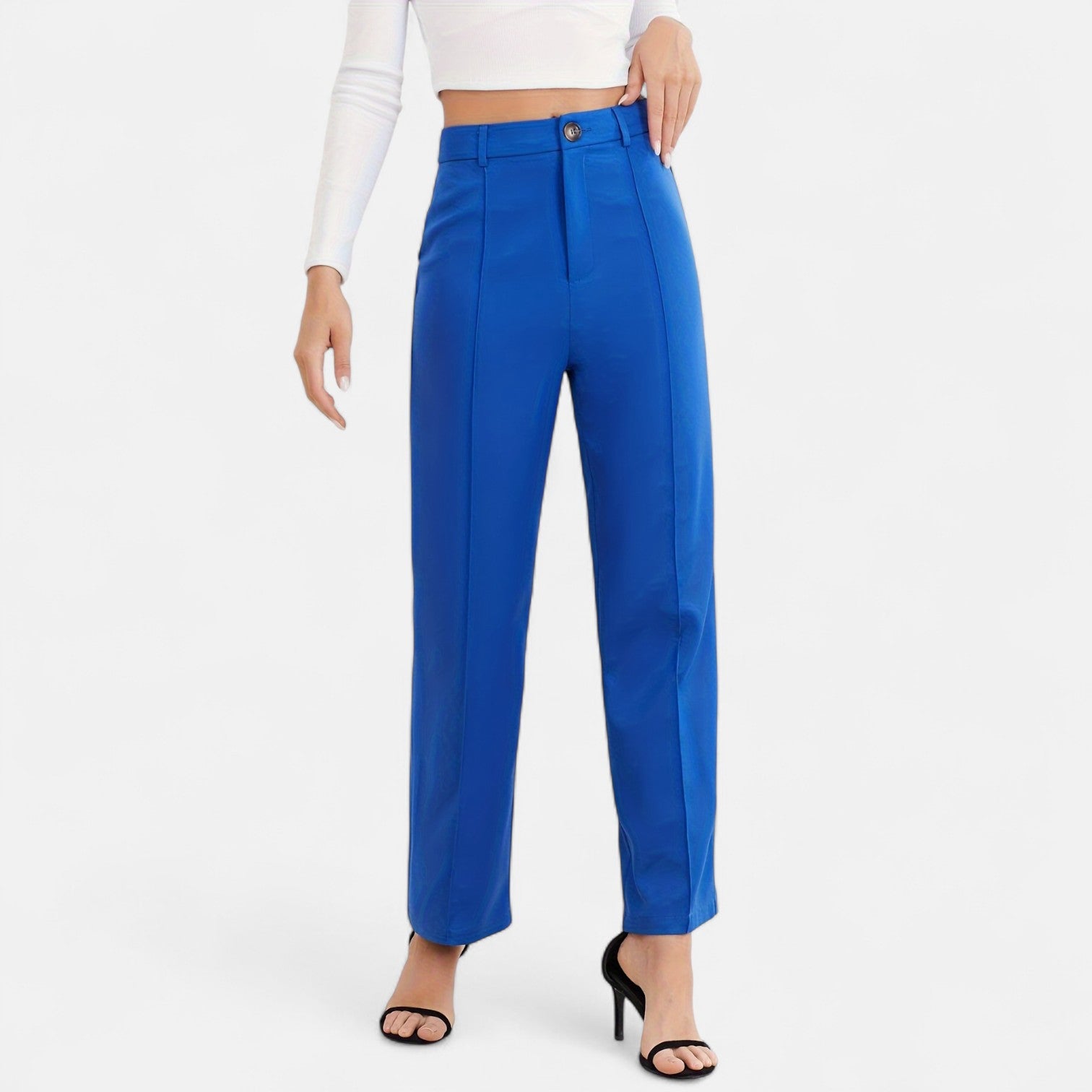 Monorez - High Waist Pintuck Straight Leg Women's Pants