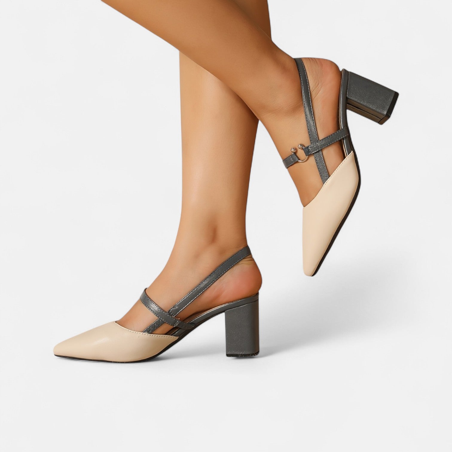 Monorez - Elegant Two-Tone Leather Heels