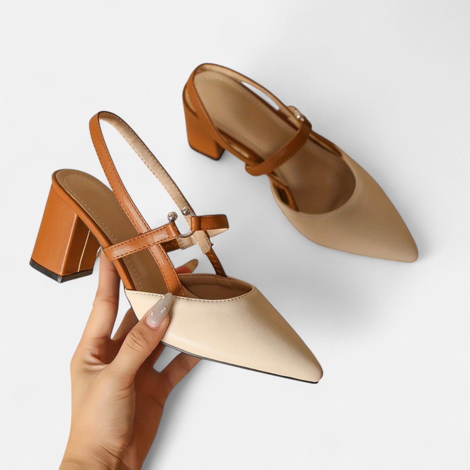 Monorez - Elegant Two-Tone Leather Heels