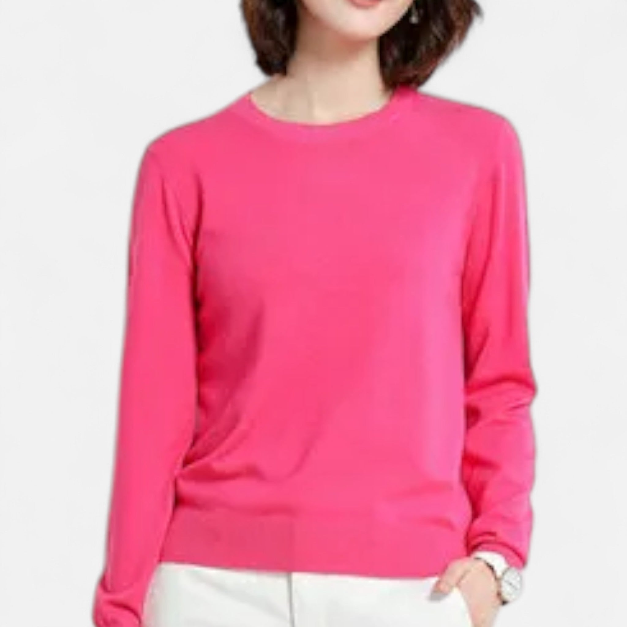 Monorez - Women’s Merino Wool Sweater – Timeless O-Neck Elegance
