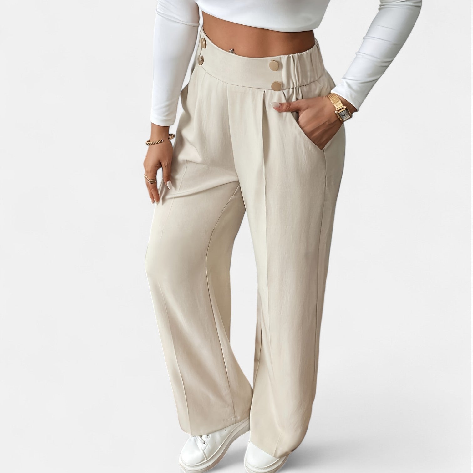 Monorez - Comfortable High-Waist Relaxed Fit Pants