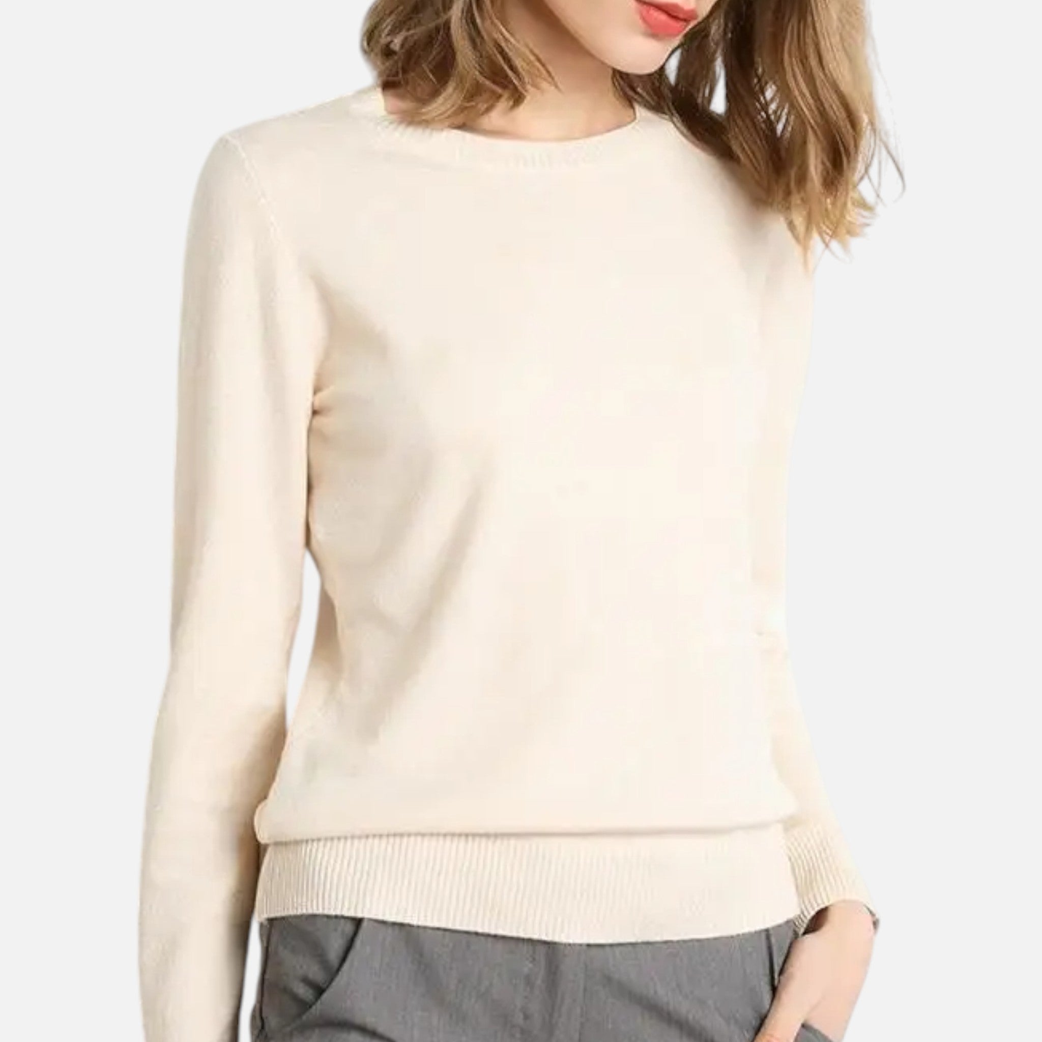 Monorez - Women’s Merino Wool Sweater – Timeless O-Neck Elegance