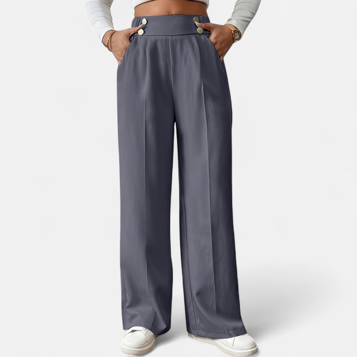 Monorez - Comfortable High-Waist Relaxed Fit Pants