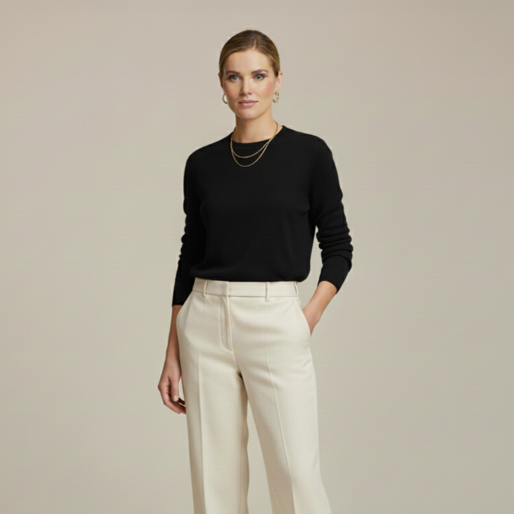 Monorez - Women’s Merino Wool Sweater – Timeless O-Neck Elegance