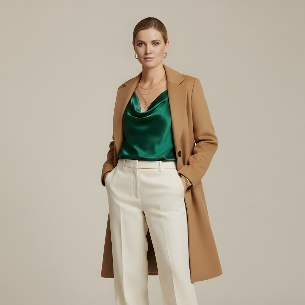 Monorez - Women’s Overcoat – Lapel Collar Elegance