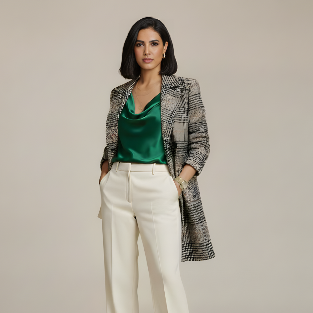 Monorez – Stylish Plaid Elegant Overcoat