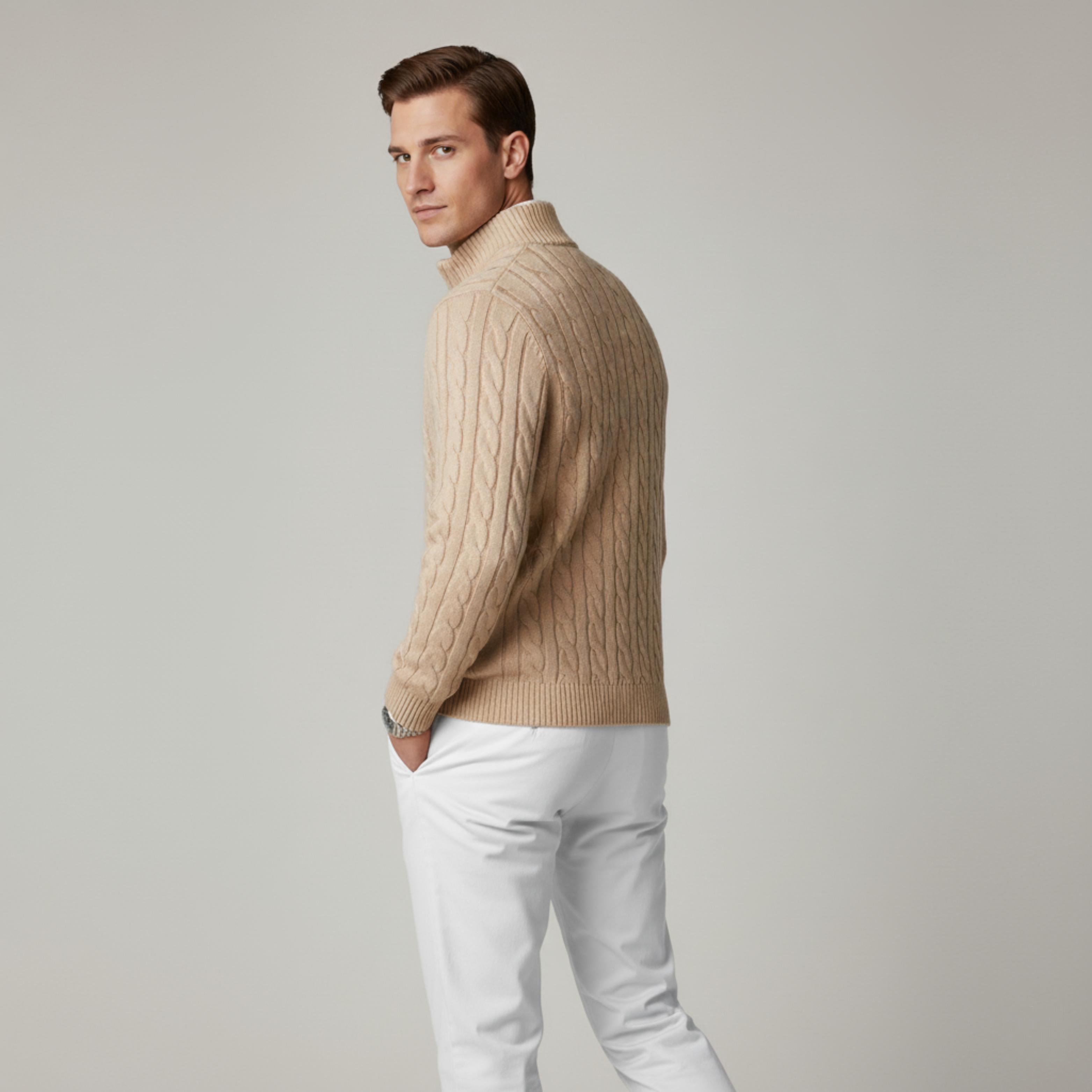 Monorez | Men’s Heritage Wave-Knit Half-Zip Sweater
