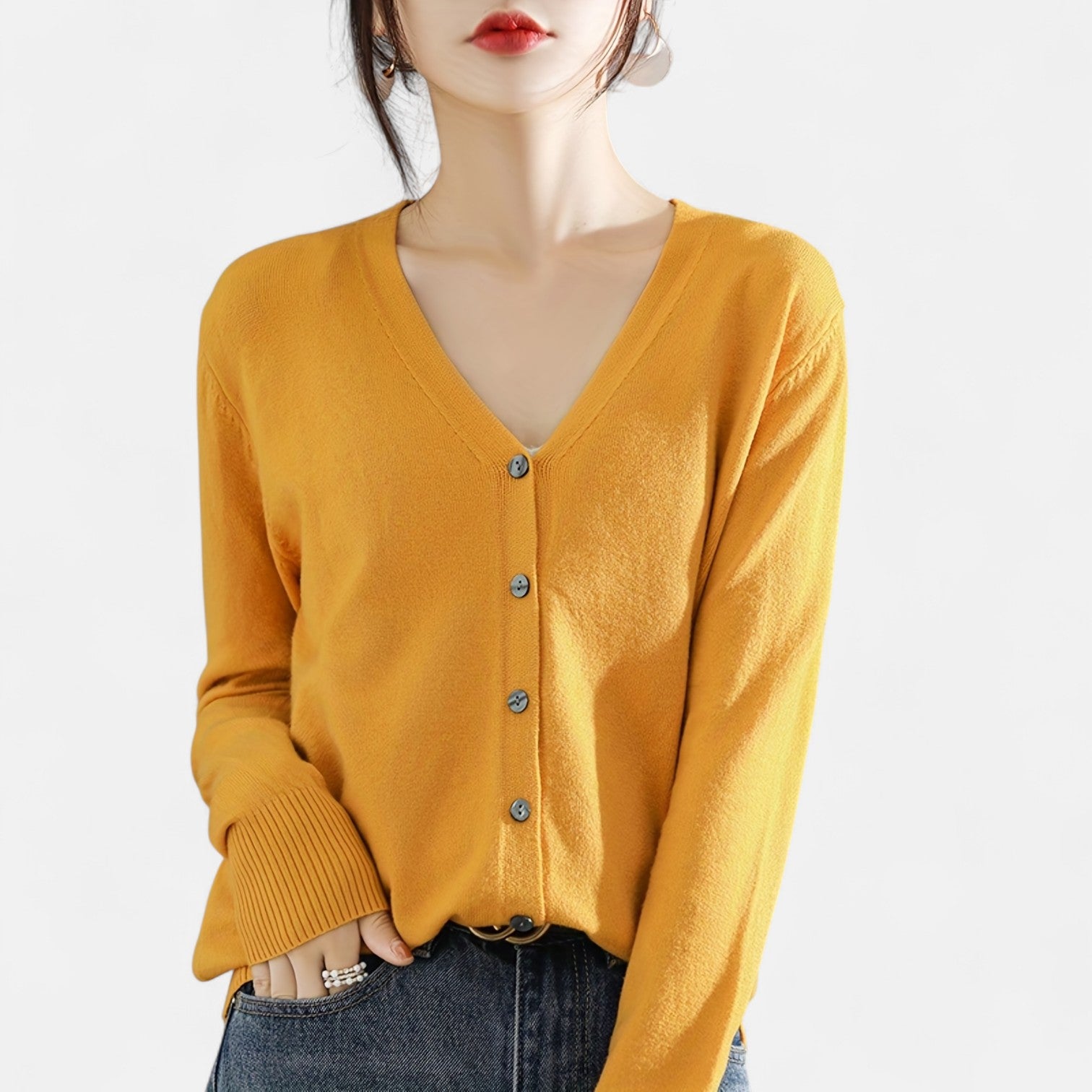 Monorez - Chic Casual V-Neck Button-Up Cardigan