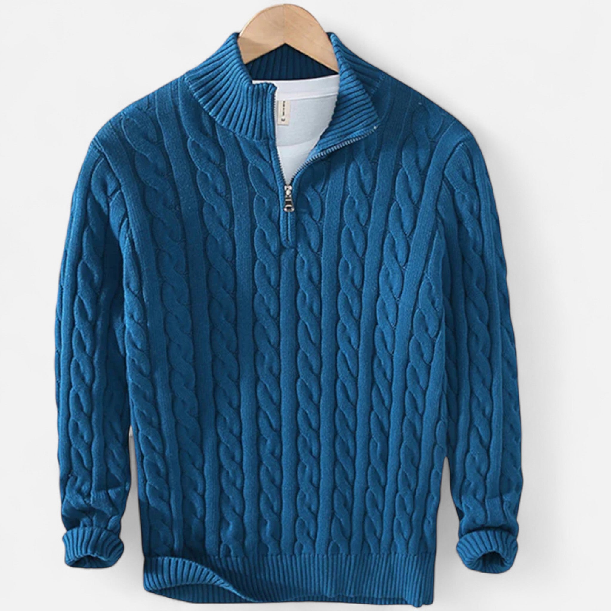 Monorez | Men’s Heritage Wave-Knit Half-Zip Sweater