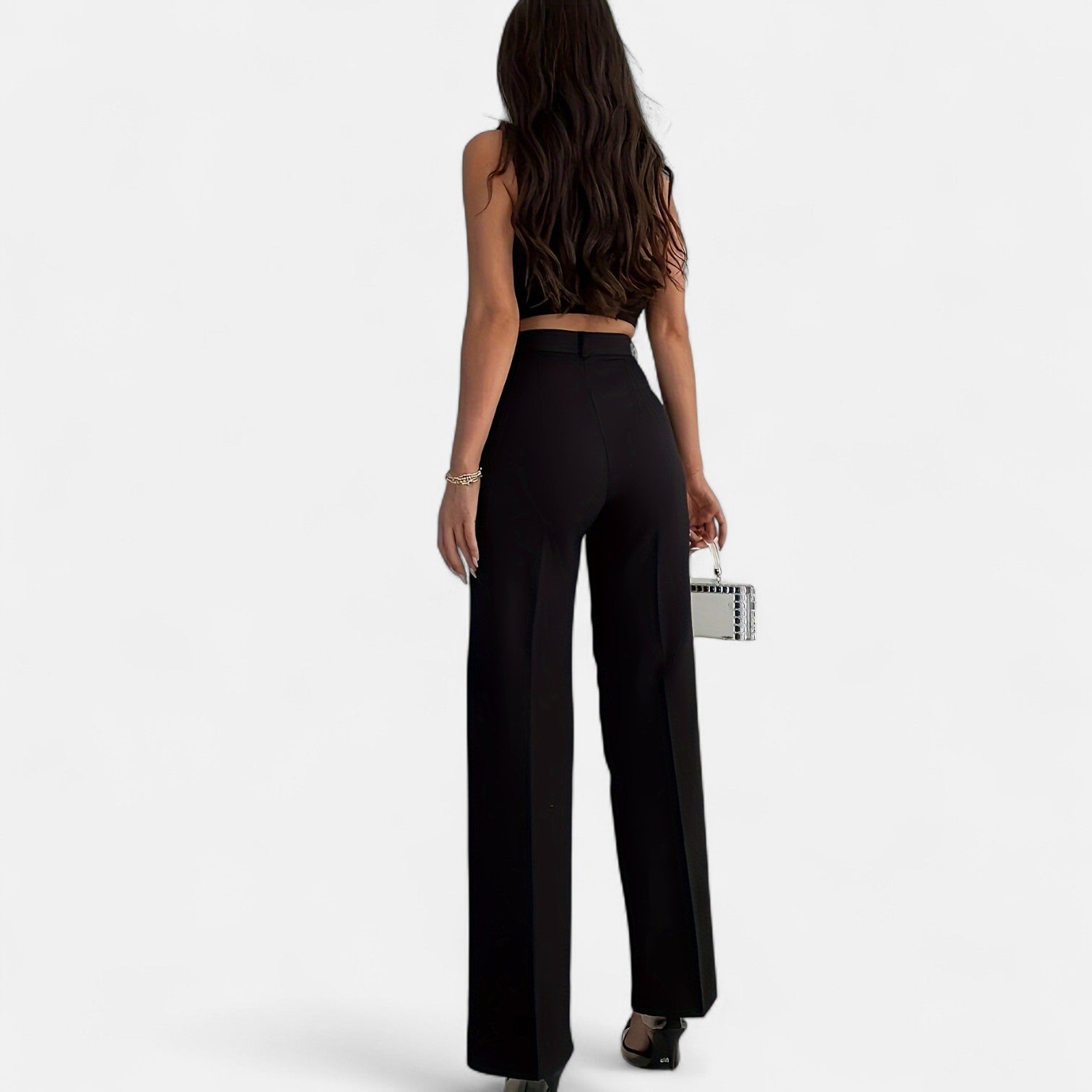 Monorez - High Waist Pintuck Straight Leg Women's Pants