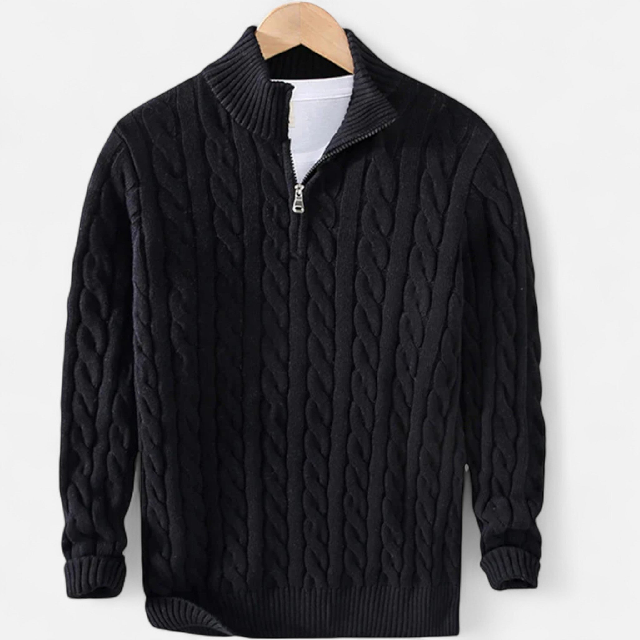Monorez | Men’s Heritage Wave-Knit Half-Zip Sweater