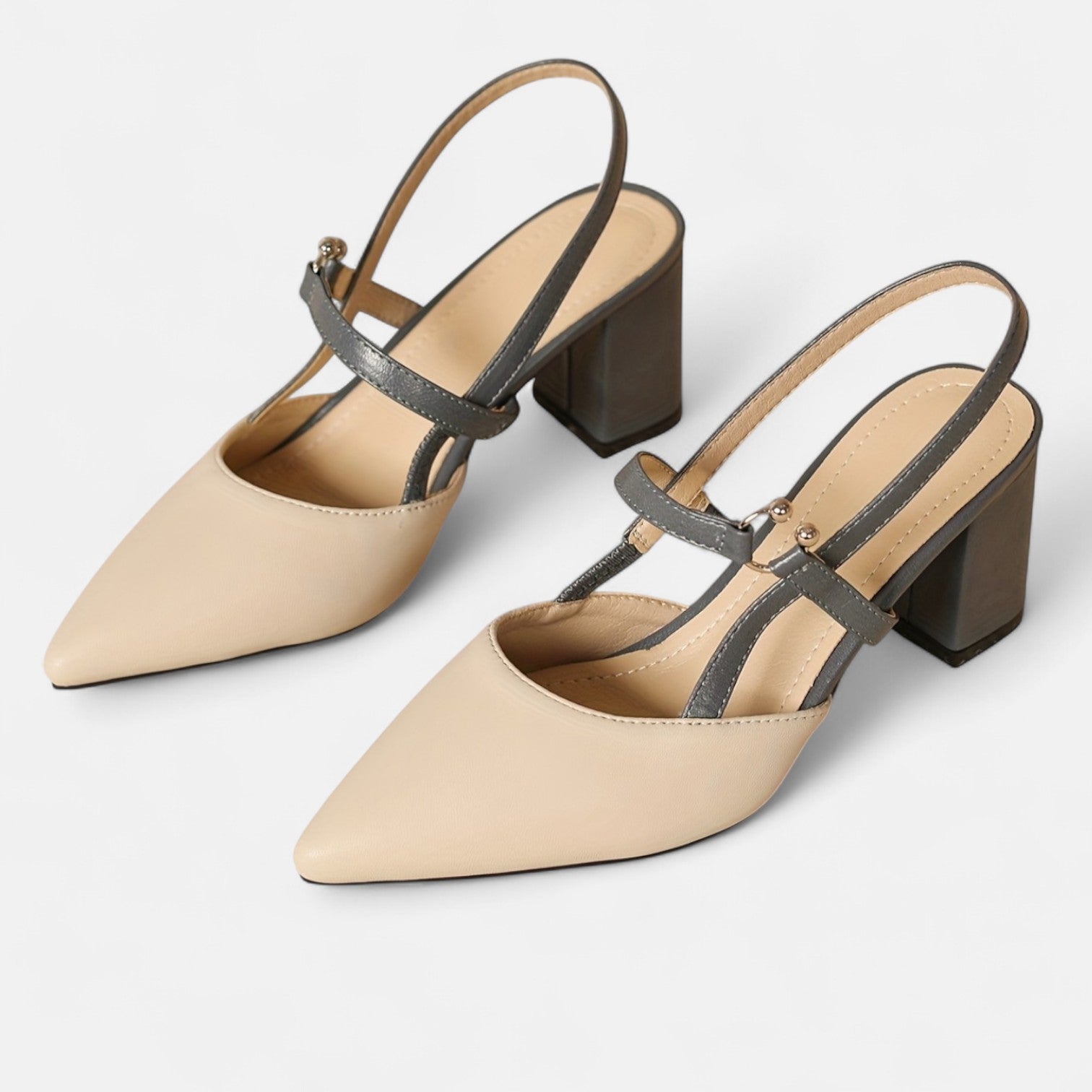 Monorez - Elegant Two-Tone Leather Heels
