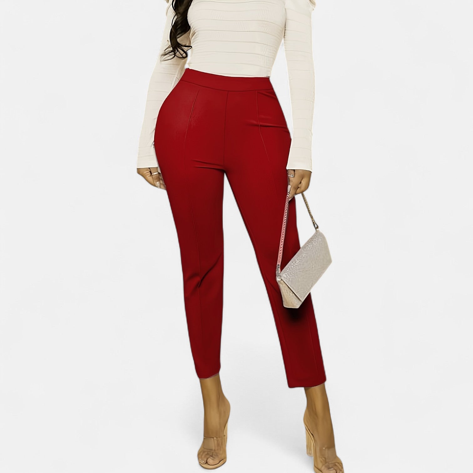 Monorez - Comfort Slim Fit Tailored High Waist Pants