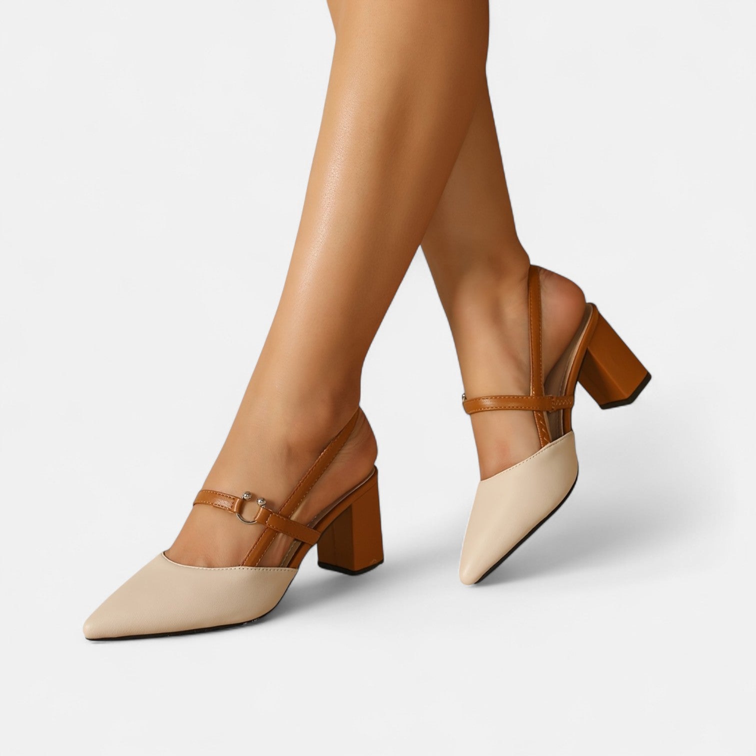 Monorez - Elegant Two-Tone Leather Heels