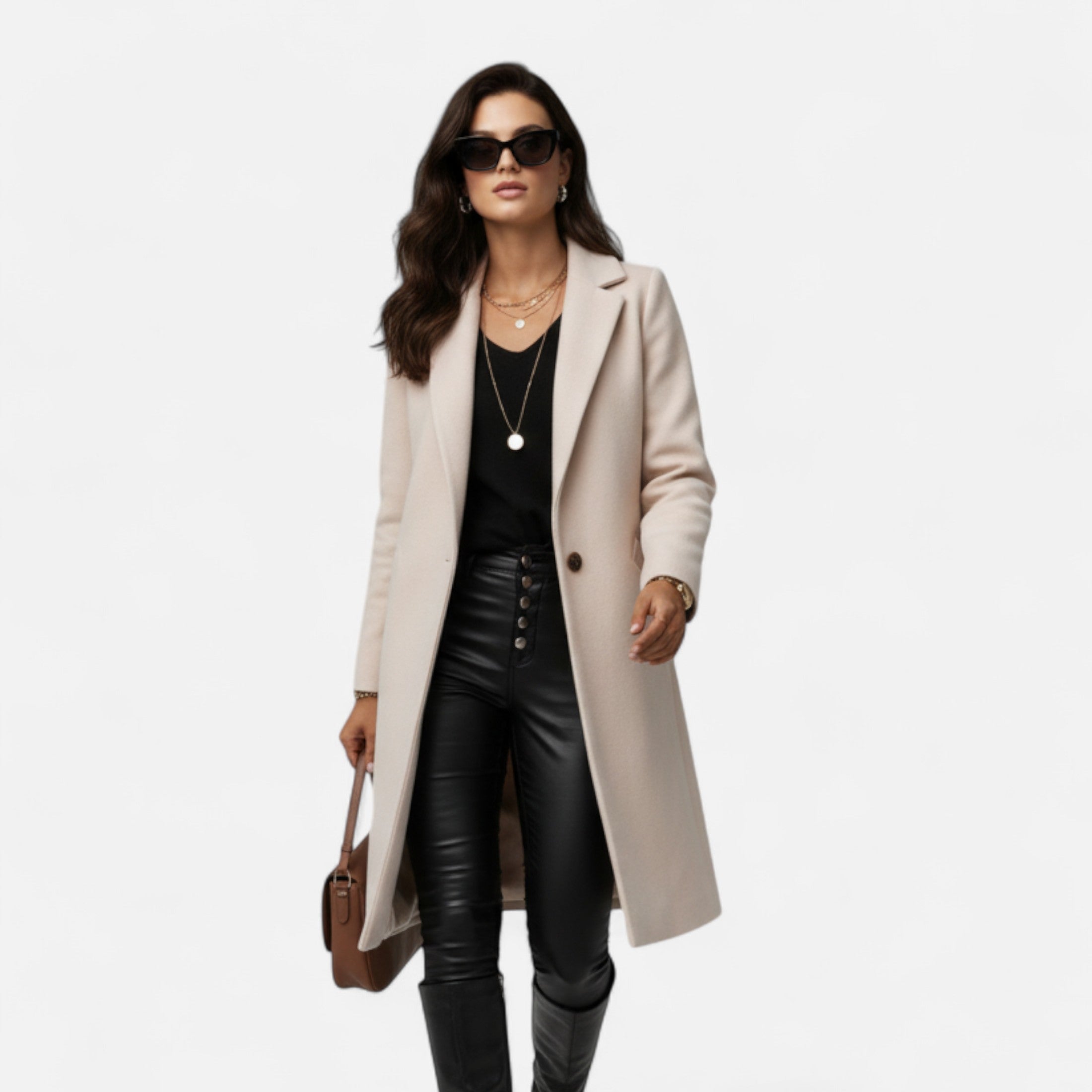Monorez - Women’s Overcoat – Lapel Collar Elegance