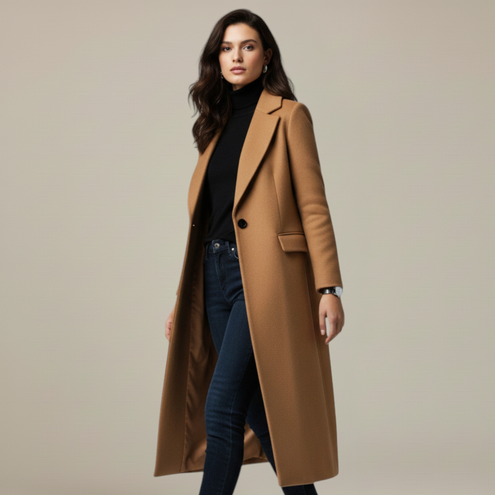 Monorez - Women’s Overcoat – Lapel Collar Elegance