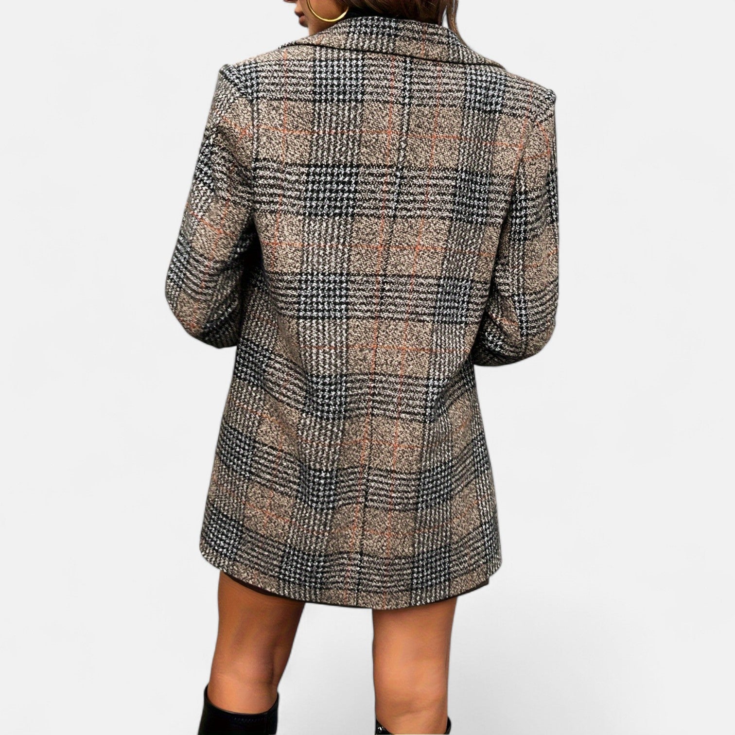 Monorez – Stylish Plaid Elegant Overcoat