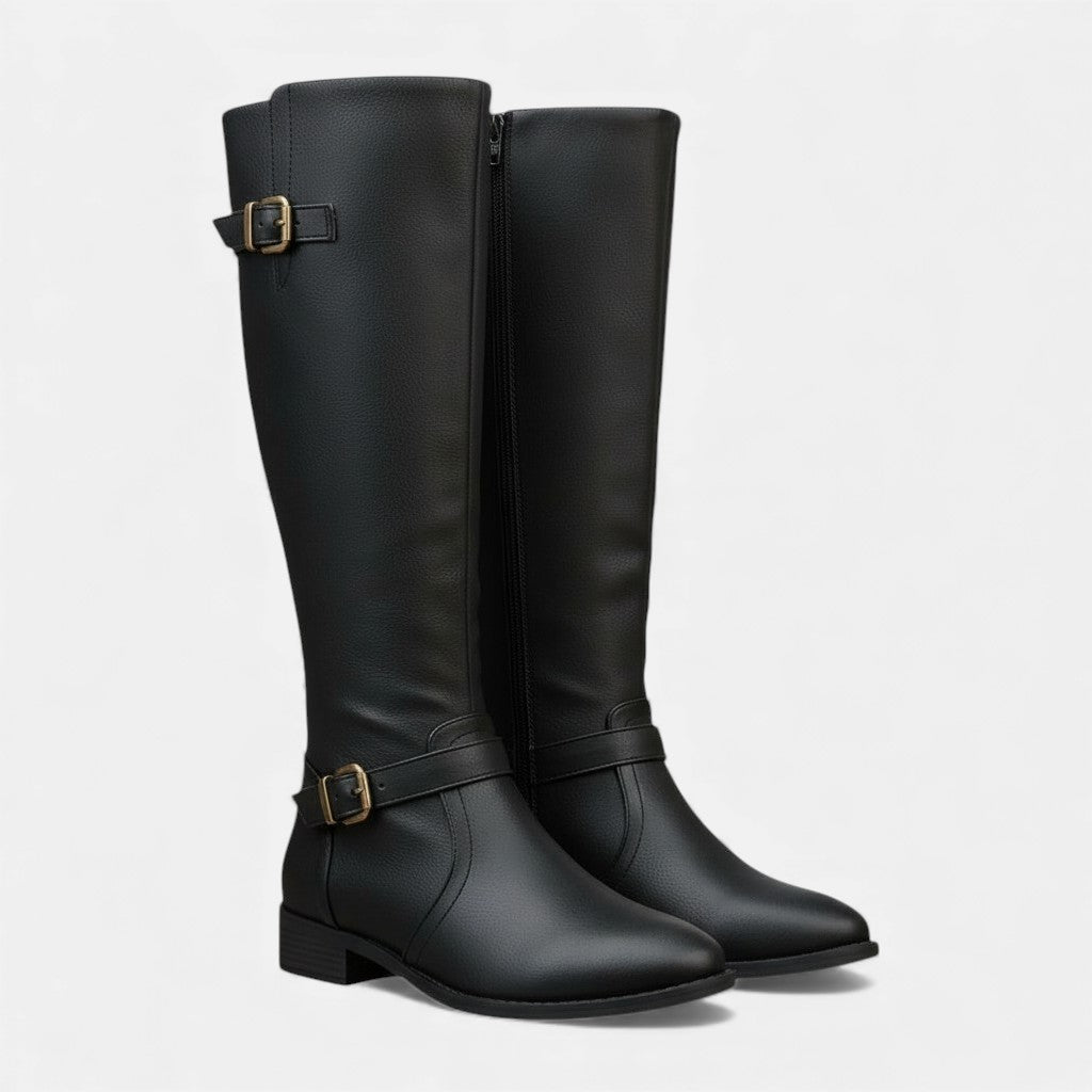Monorez - Knee-High Vintage Boot With Side Zipper