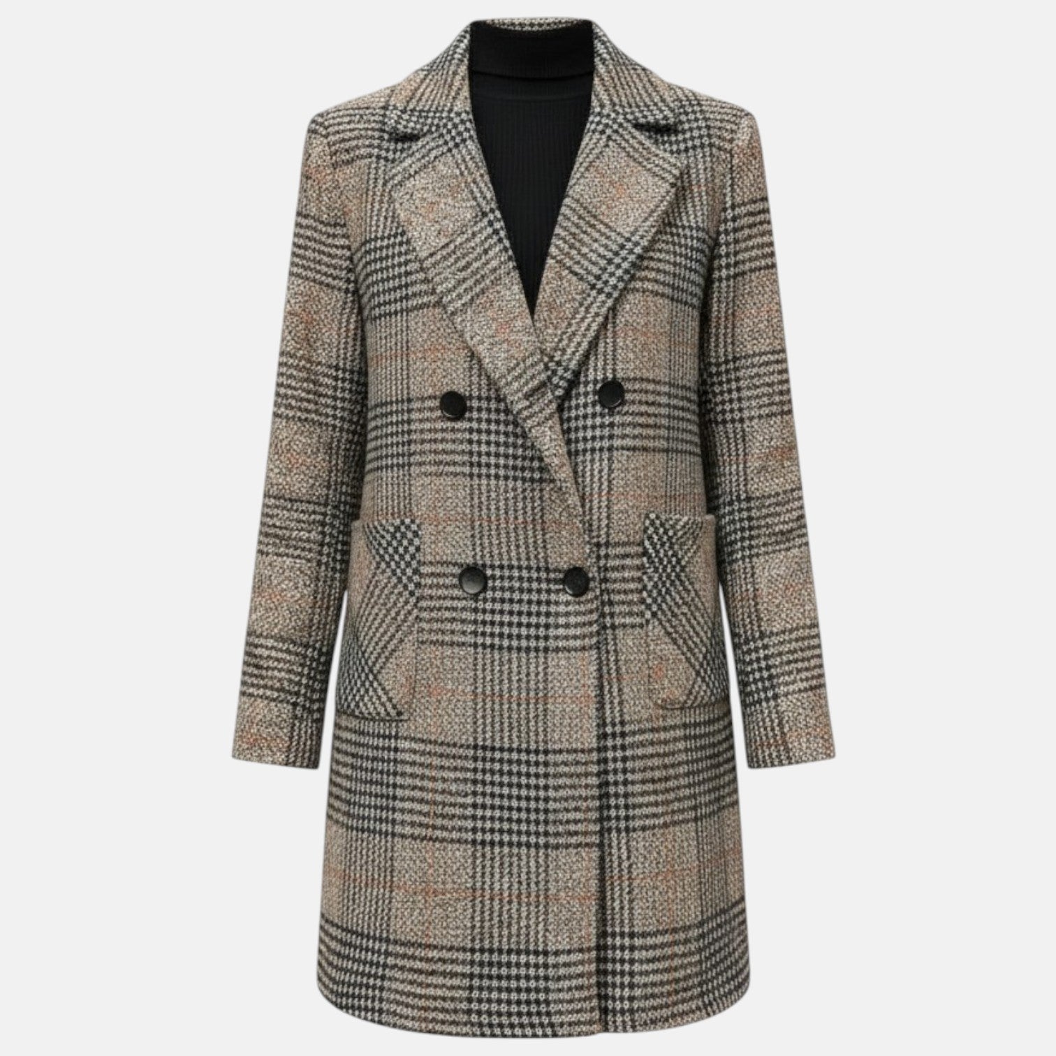 Monorez – Stylish Plaid Elegant Overcoat