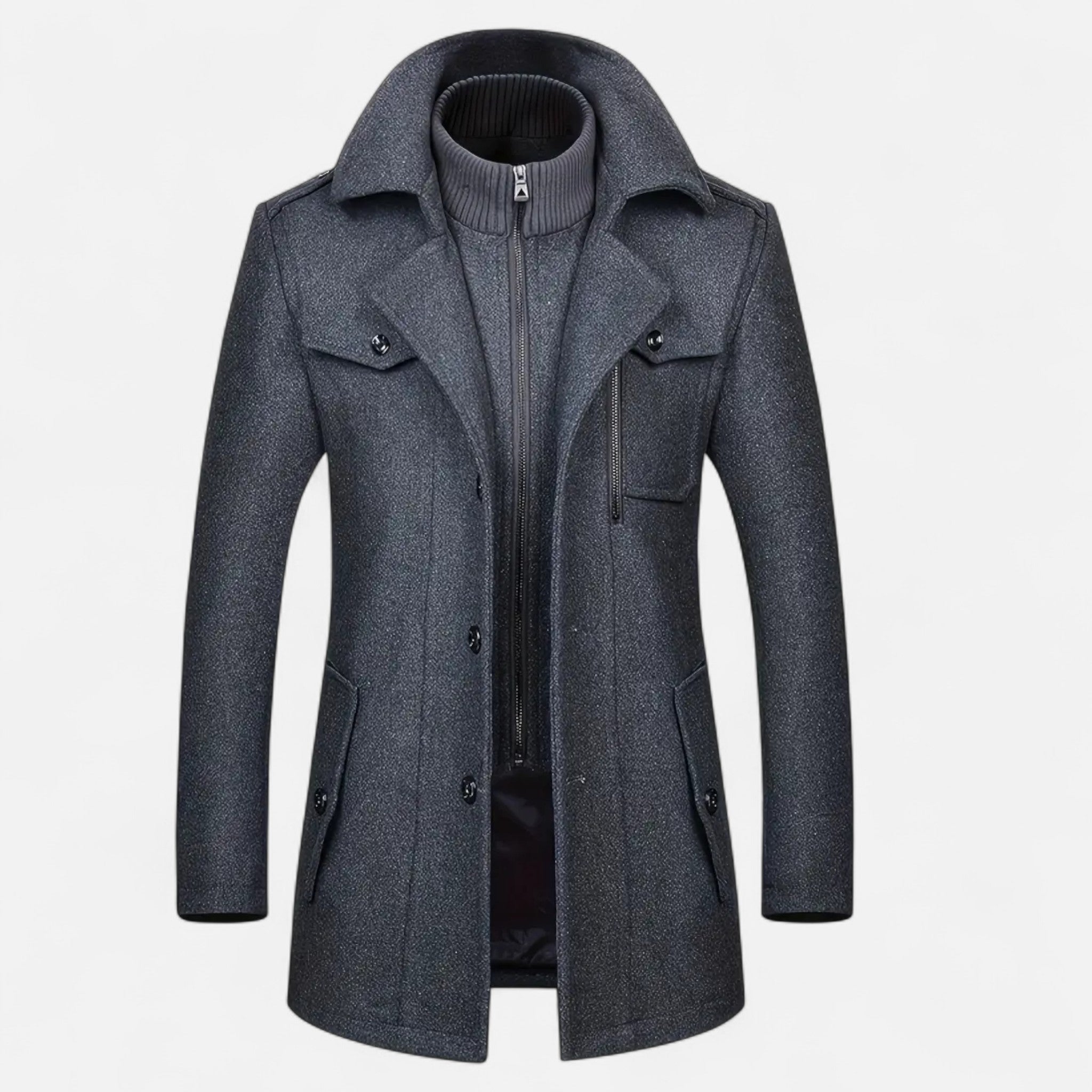 Monorez | Men’s Double-Breasted Tweed Coat – Caramel Heritage